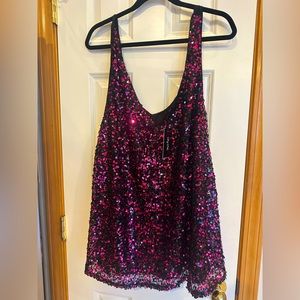 Black and pink sequin tank